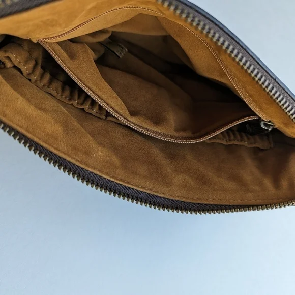 Patricia Nash Genuine Leather Embossed Floral Swirl Wristlet Clutch Bag - Brown